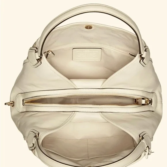 Coach Edie 31 Medium Purse-Light Khaki Jaquard and Chalk Leather